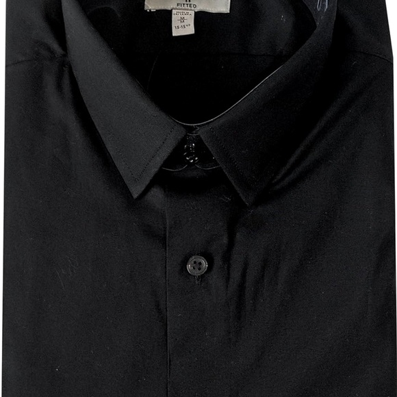 New Wot Express 1MX Extra Slim  Dress Button Up Black . - Picture 4 of 10
